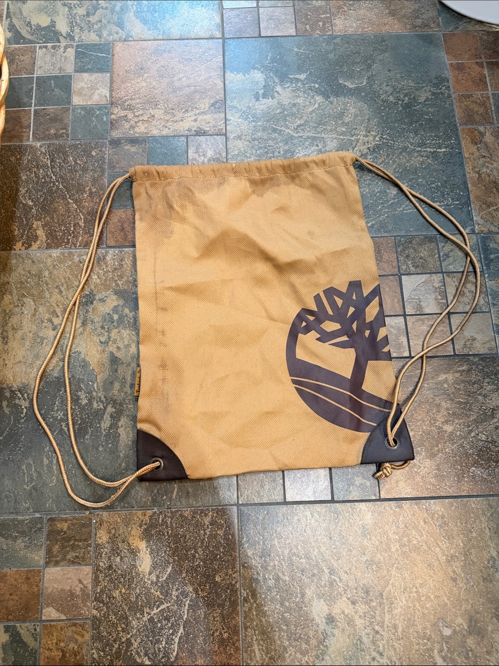 Timberland Brown Drawstring Logo Backpack Sack